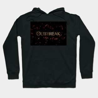 Outbreak text on black background with red viral particles Hoodie